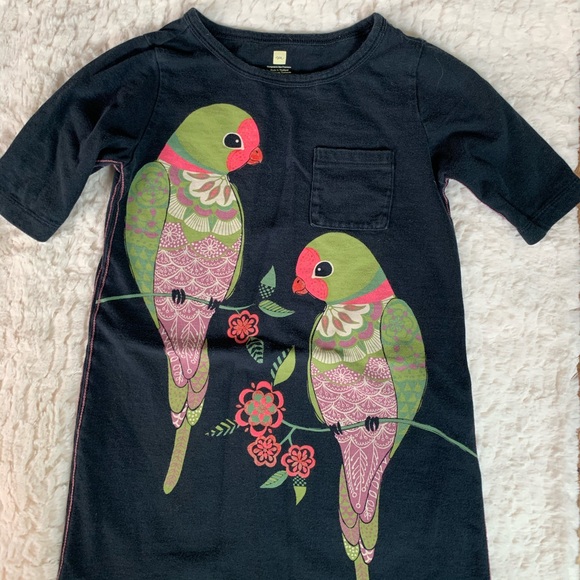 Tea Collection Other - Tea girls dress size 7 black floral parrots